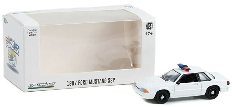 Greenlight 1/64 Hot Pursuit - 1987-93 Ford Mustang SSP - White 43008 - Thumbnail