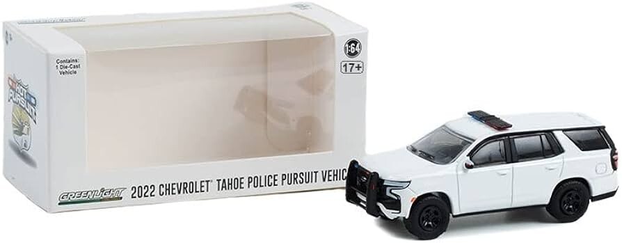 Greenlight 1/64 Hot Pursuit - 2022 Chevrolet Tahoe Police Pursuit Vehicle (PPV) - White 43001 - Thumbnail