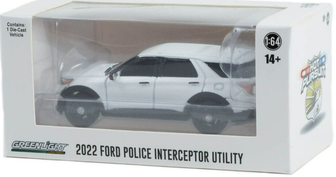 Greenlight 1/64 Hot Pursuit - 2022 Ford Police Interceptor Utility - White 43004 - Thumbnail