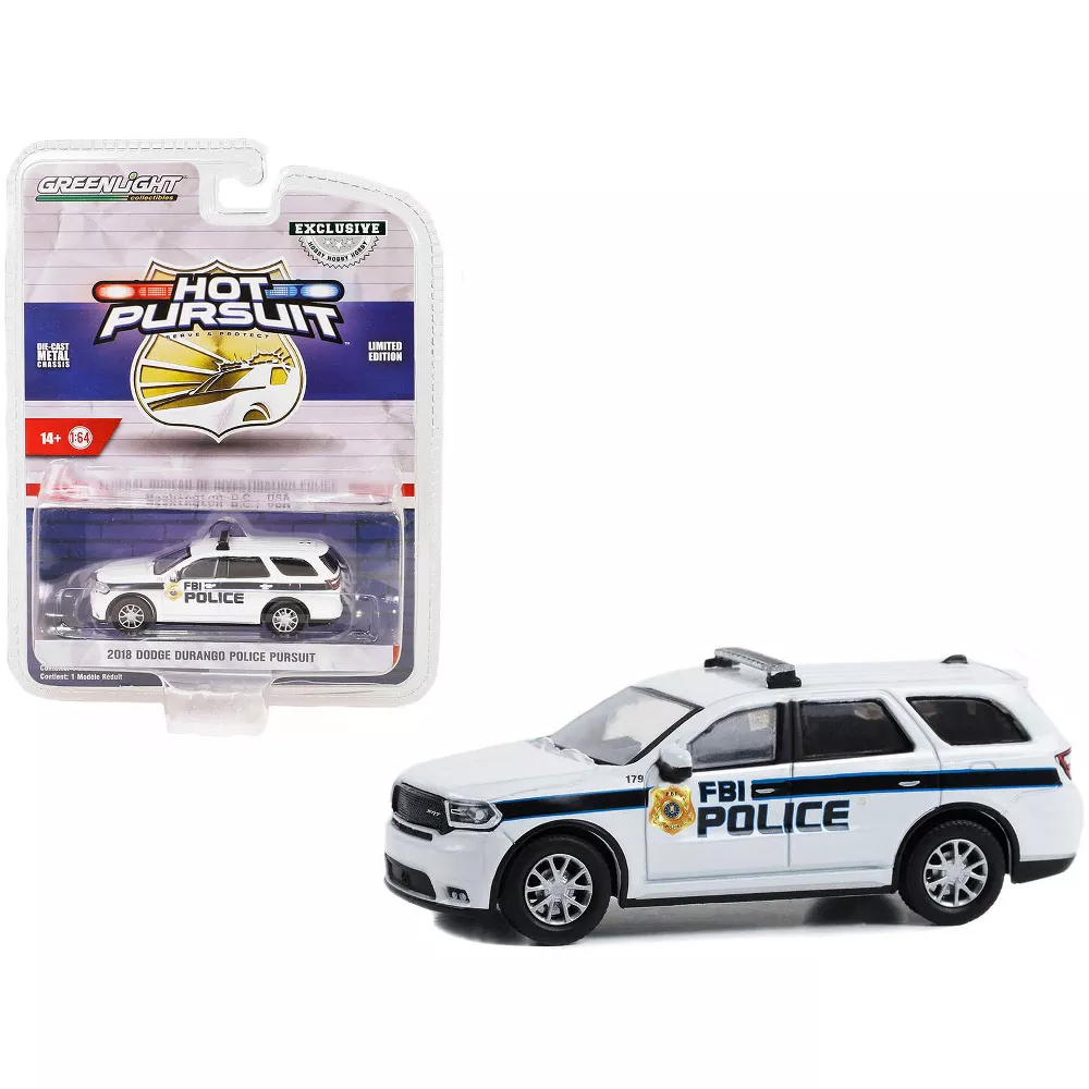 Greenlight 1/64 Hot Pursuit Special Edition - FBI Police 2018 Dodge Durango Police Pursuit Solid Pack 43025-E - Thumbnail