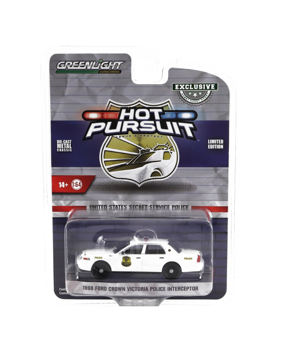 Greenlight 1/64 Hot Pursuit Special Edition - United States Secret Service Police Assortment - 1998 Ford Crown Victoria Police Interceptor 43015-B - Thumbnail