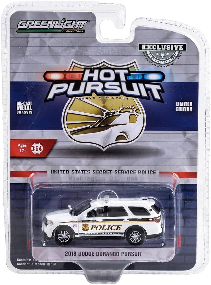 Greenlight 1/64 Hot Pursuit Special Edition - United States Secret Service Police Assortment - 2018 Dodge Durango Pursuit 43015-E