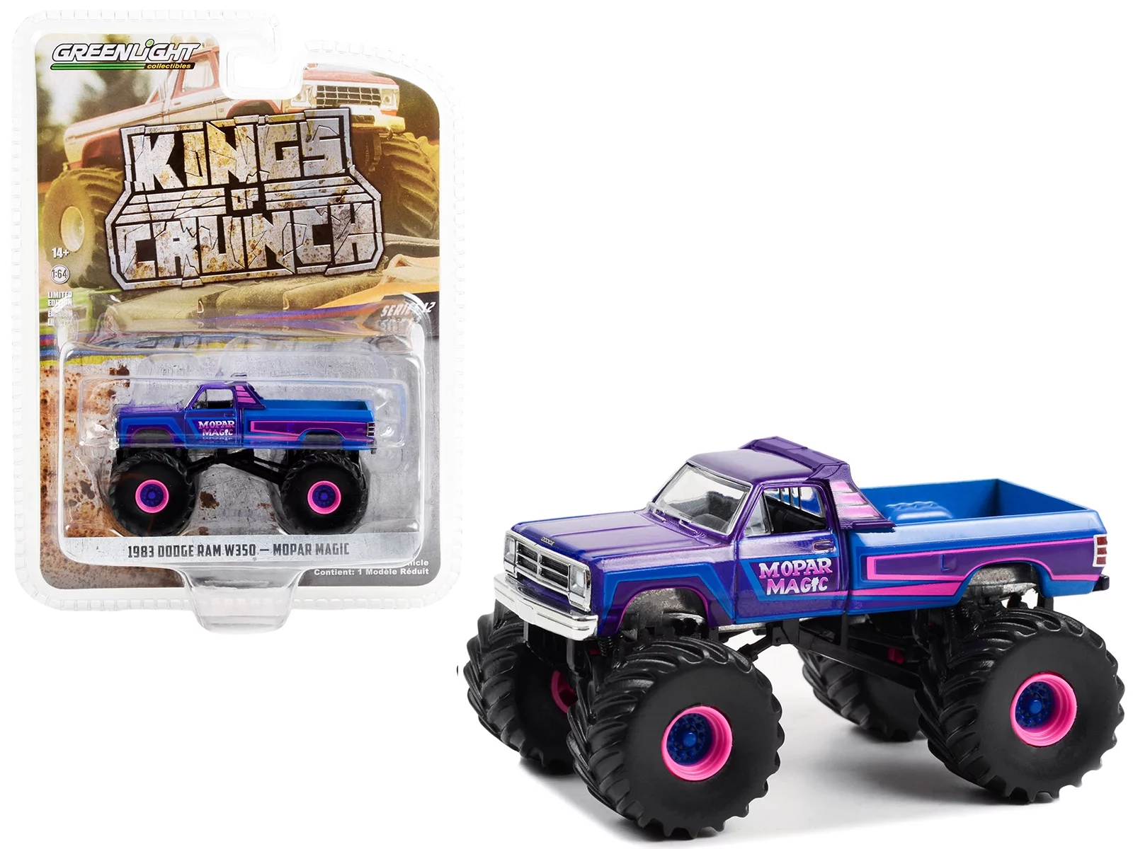 Greenlight 1:64 Kings of Crunch Series 12 Mopar Magic - 1983 Dodge Ram W350 Monster Truck 49120-A - Thumbnail