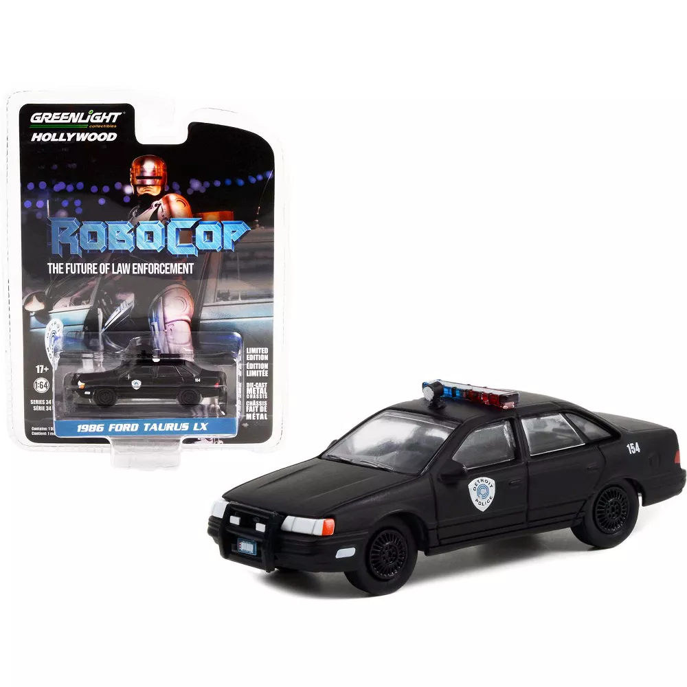 Greenlight 1/64 RoboCop (1987) - 1986 Ford Taurus LX - Detroit Metro West Police Solid Pack 44940-D - Thumbnail