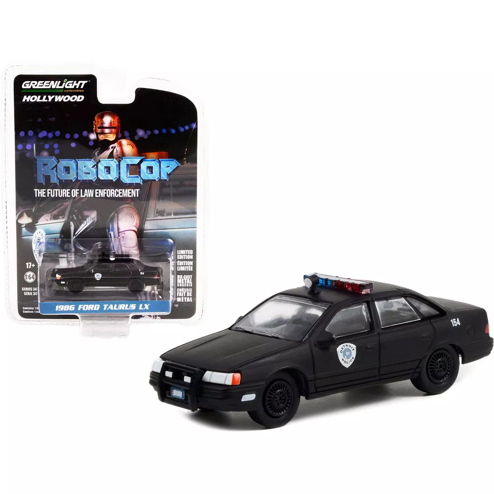 Greenlight 1/64 RoboCop (1987) - 1986 Ford Taurus LX - Detroit Metro West Police Solid Pack 44940-D