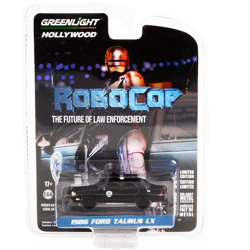 Greenlight 1/64 RoboCop (1987) - 1986 Ford Taurus LX - Detroit Metro West Police Solid Pack 44940-D