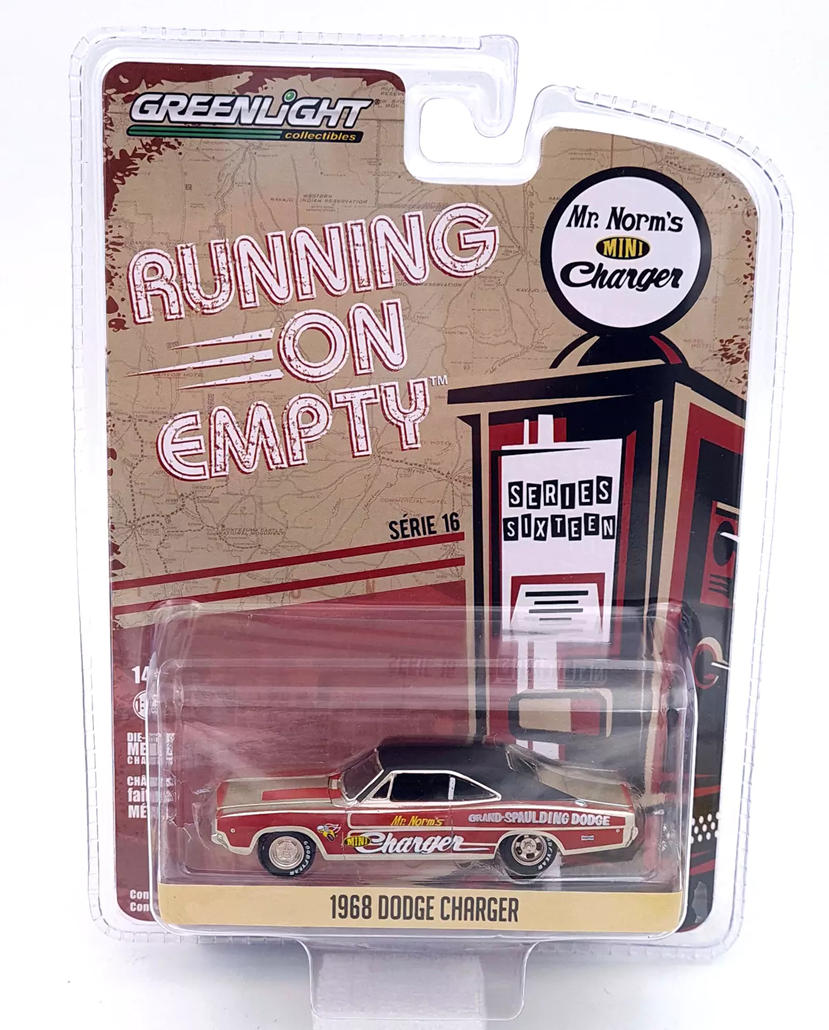 Greenlight 1/64 Running on Empty Series 16- 1968 Dodge Charger 41160-B - Thumbnail
