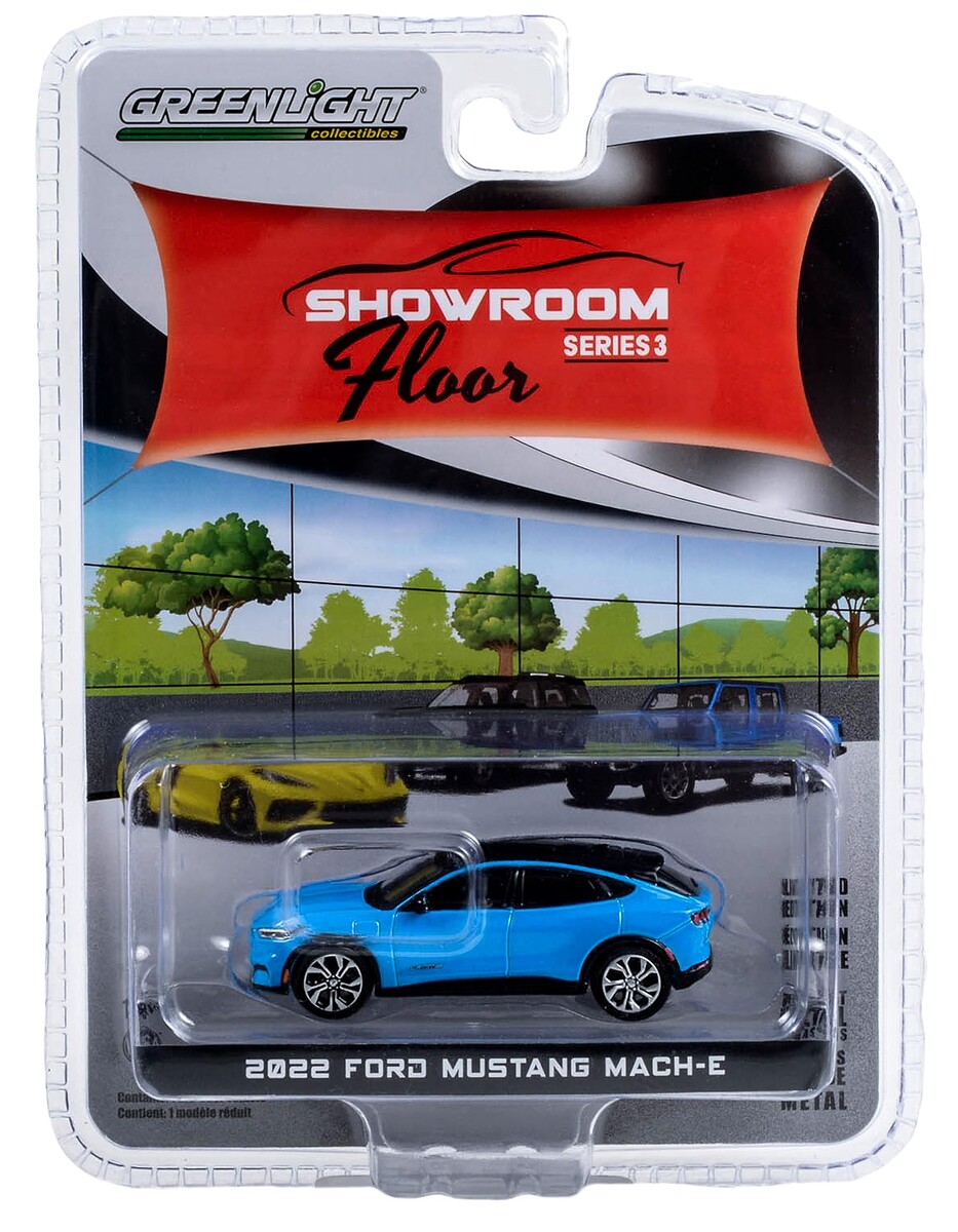 Greenlight 1/64 Showroom Floor Series 3- 2022 Mustang Mach-E Premium - Grabber Blue Metallic 68030-A - Thumbnail