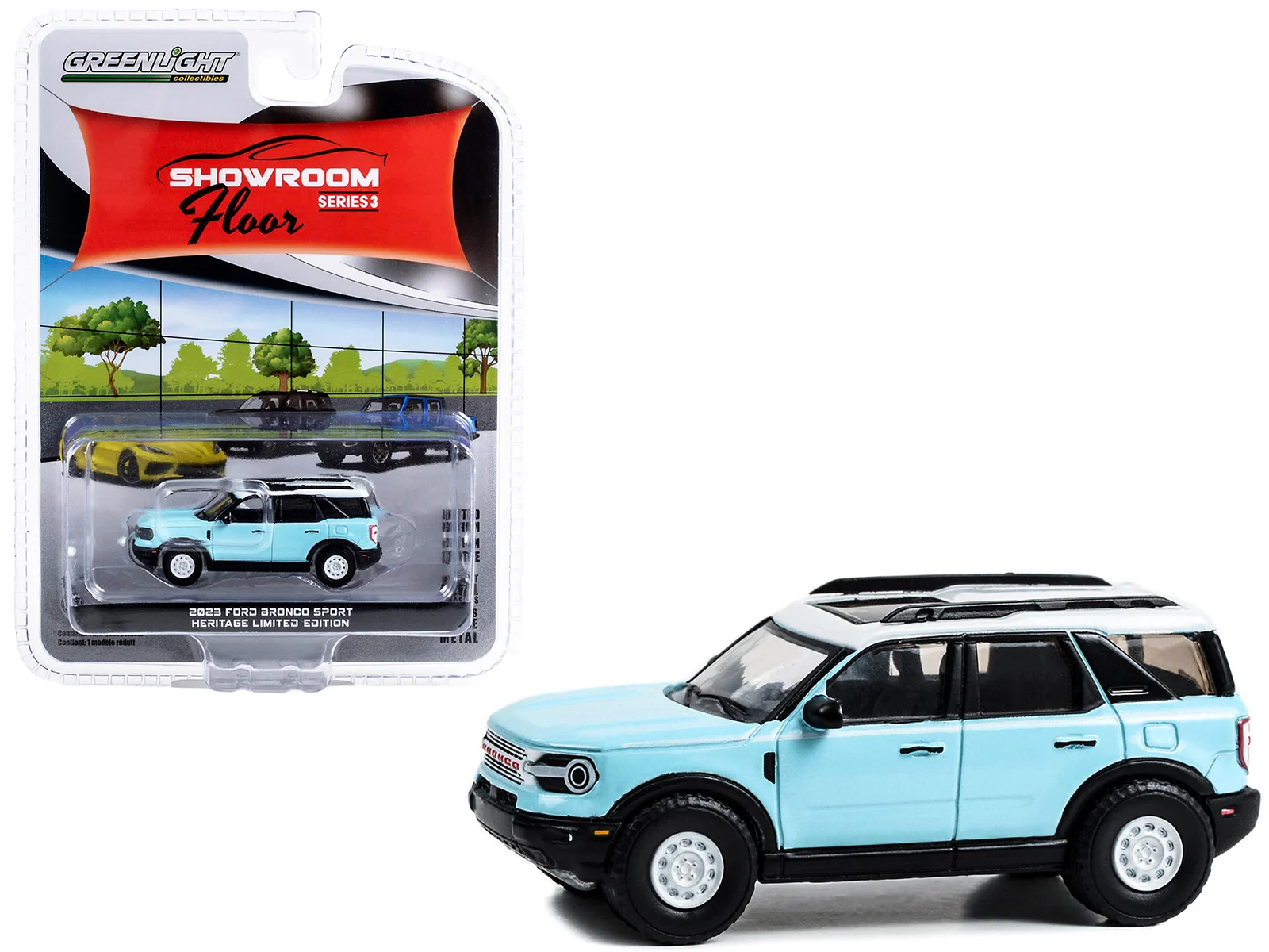 Greenlight 1/64 Showroom Floor Series 3- 2023 Ford Bronco Sport Heritage Limited Edition 68030-E