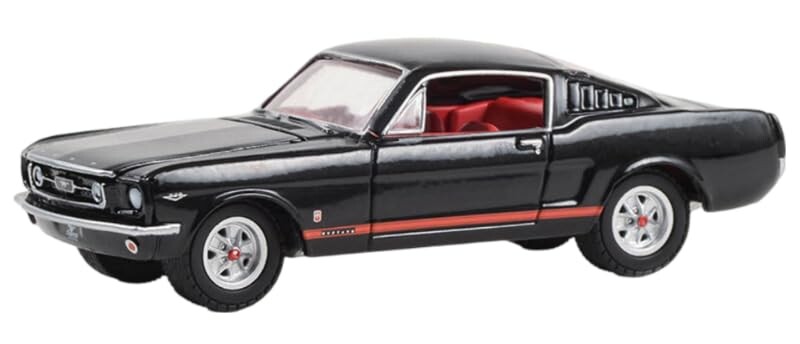 Greenlight 1/64 The Drive Home to the Mustang Stampede Series 1 - 1965 Ford Mustang GT - Raven Black with Red Stripes Solid Pack 13340-A - Thumbnail