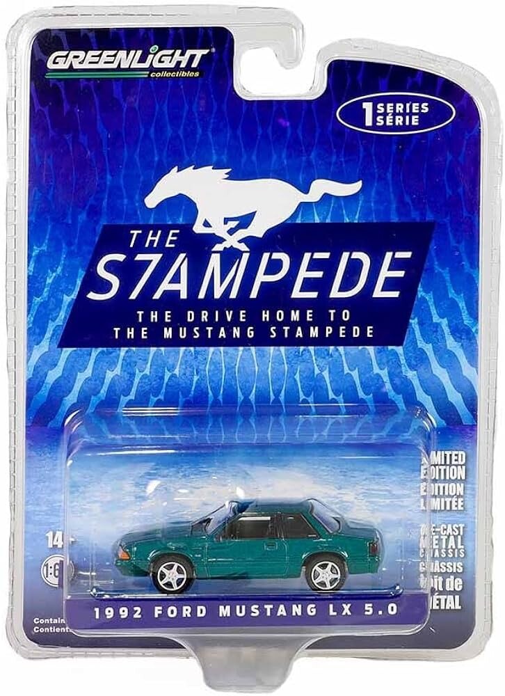 Greenlight 1/64 The Drive Home to the Mustang Stampede Series 1- 1992 Mustang LX - Deep Emerald Green 13340-C - Thumbnail