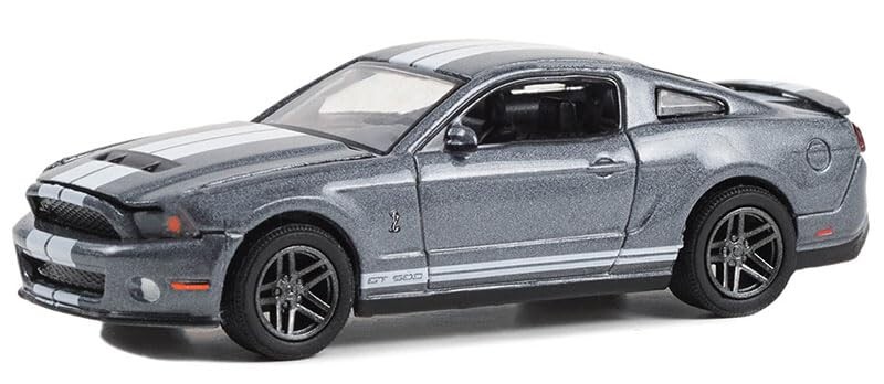 Greenlight 1/64 The Drive Home to the Mustang Stampede Series 1 - 2010 Shelby GT500 - Sterling Grey Metallic with White Stripes Solid Pack 13340-D - Thumbnail