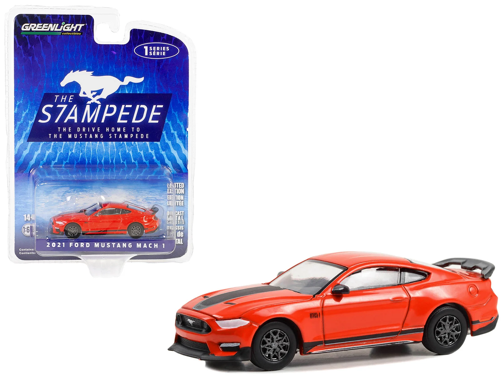 Greenlight 1/64 The Drive Home to the Mustang Stampede Series 1 - 2021 Ford Mustang Mach 1 - Race Red Solid Pack 13340-E - Thumbnail
