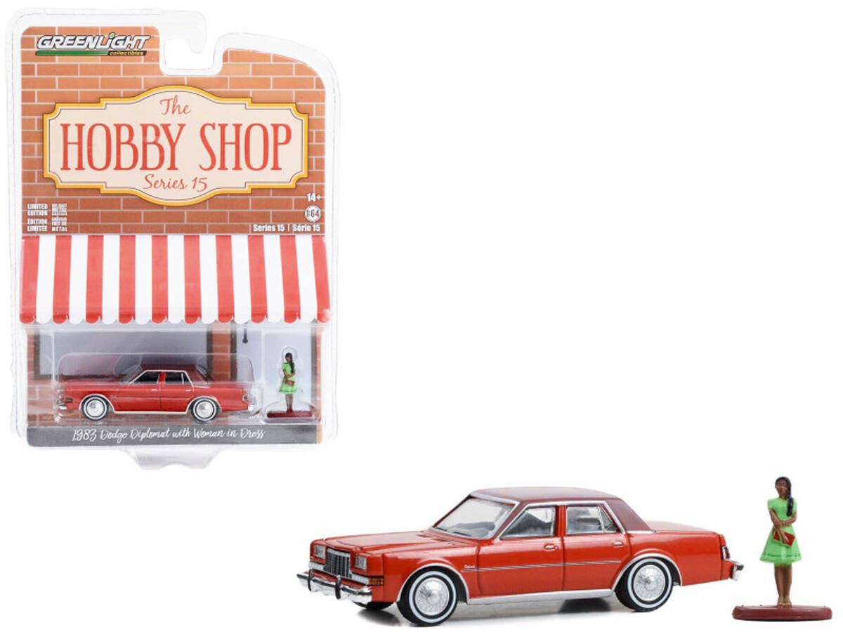 Greenlight 1/64 The Hobby Shop Series 15- 1983 Dodge Diplomat with Woman in Dress 97150-C