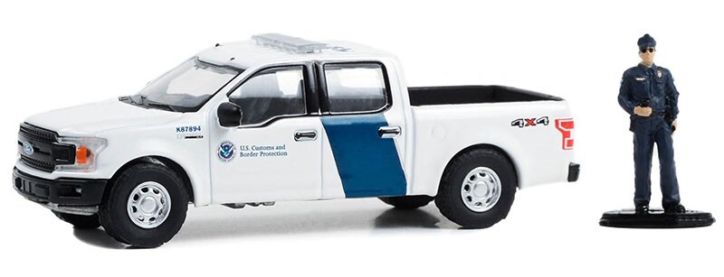 Greenlight 1/64 The Hobby Shop Series 15- 2018 Ford F-150 XLT with Customs Officer 97150-F - Thumbnail