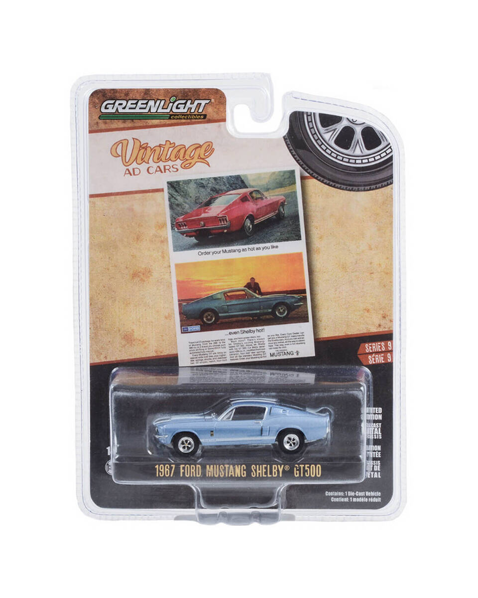 (ÖN SATIŞ) Greenlight 1/64 Vintage Ad Cars Series 9- 1967 Ford Mustang Shelby GT500 39130-C