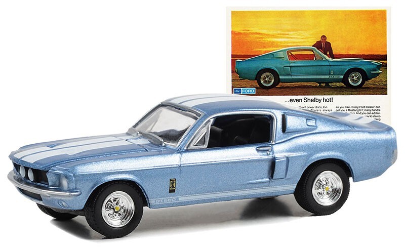 Greenlight 1/64 Vintage Ad Cars Series 9- 1967 Ford Mustang Shelby GT500 39130-C - Thumbnail