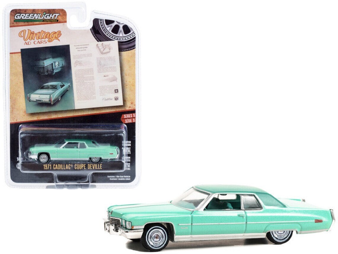 Greenlight 1/64 Vintage Ad Cars Series 9- 1971 Cadillac Coupe deVille 39130-D - Thumbnail