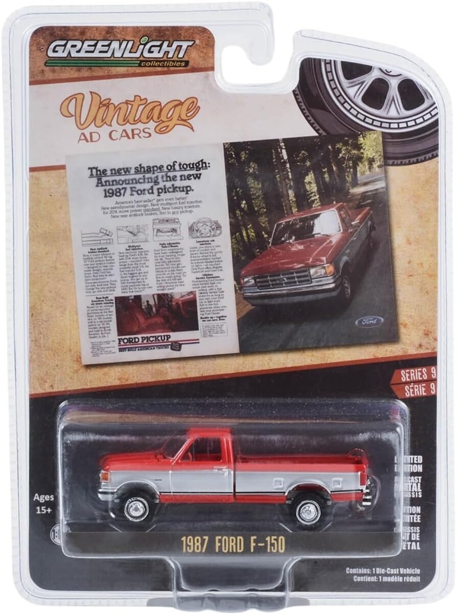 Greenlight 1/64 Vintage Ad Cars Series 9- 1987 F-150 “The New Shape of Tough” 39130-F - Thumbnail