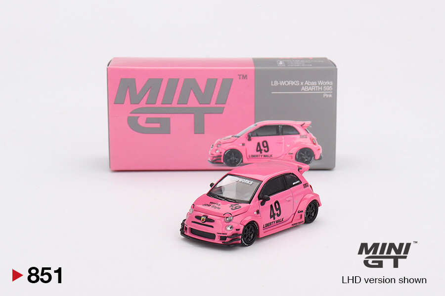 Mini GT - Mini GT 1/64 ABARTH 595 LB-WORKS x Abas Works Pink MGT00851