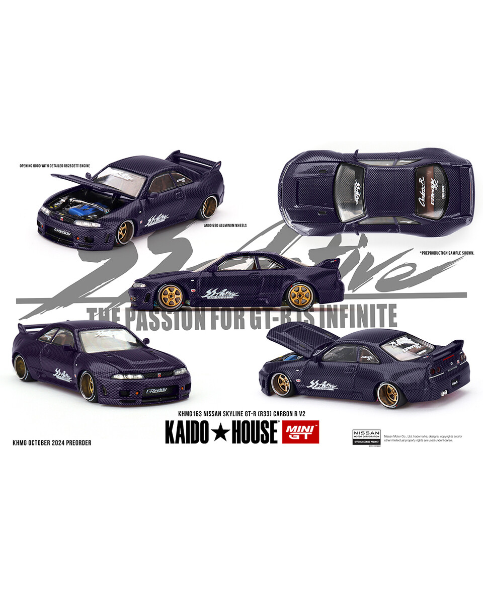 Mini GT - Mini GT 1/64 KaidoHouse Nissan Skyline GT-R (R33) Active Carbon R V2 KHMG163