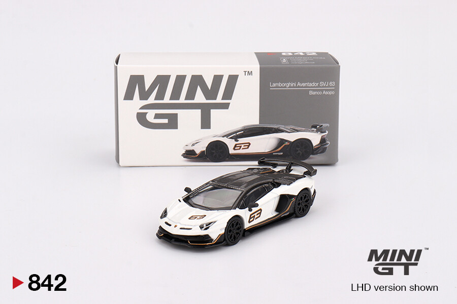 Mini GT - Mini GT 1/64 Lamborghini Aventador SVJ 63 Bianco Asopo MGT00842 Mini GT - Mini GT 1/64 Lamborghini Aventador SVJ 63 Bianco Asopo MGT00842