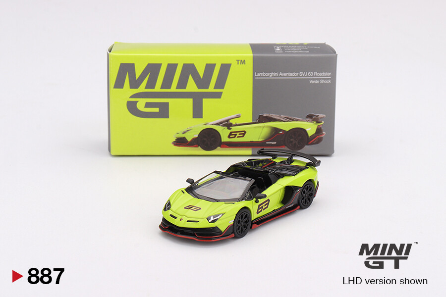 Mini GT - Mini GT 1/64 Lamborghini Aventador SVJ 63 Roadster Verde Shock MGT00887 Mini GT - Mini GT 1/64 Lamborghini Aventador SVJ 63 Roadster Verde Shock MGT00887