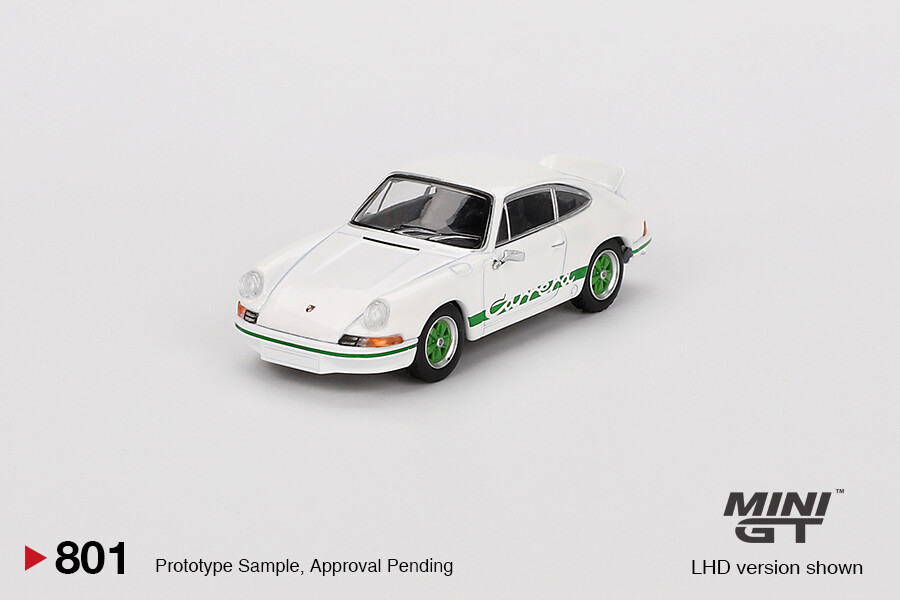 Mini GT - Mini GT 1/64 Porsche 911 Carrera RS 2.7 Grand Prix White with Green Livery - Blister Paket MGT00801-BL