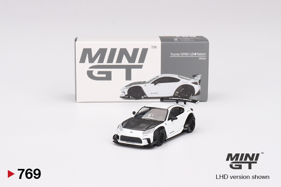 Mini GT - Mini GT 1/64 Toyota GR86 LB Nation White MGT00769 Mini GT - Mini GT 1/64 Toyota GR86 LB Nation White MGT00769