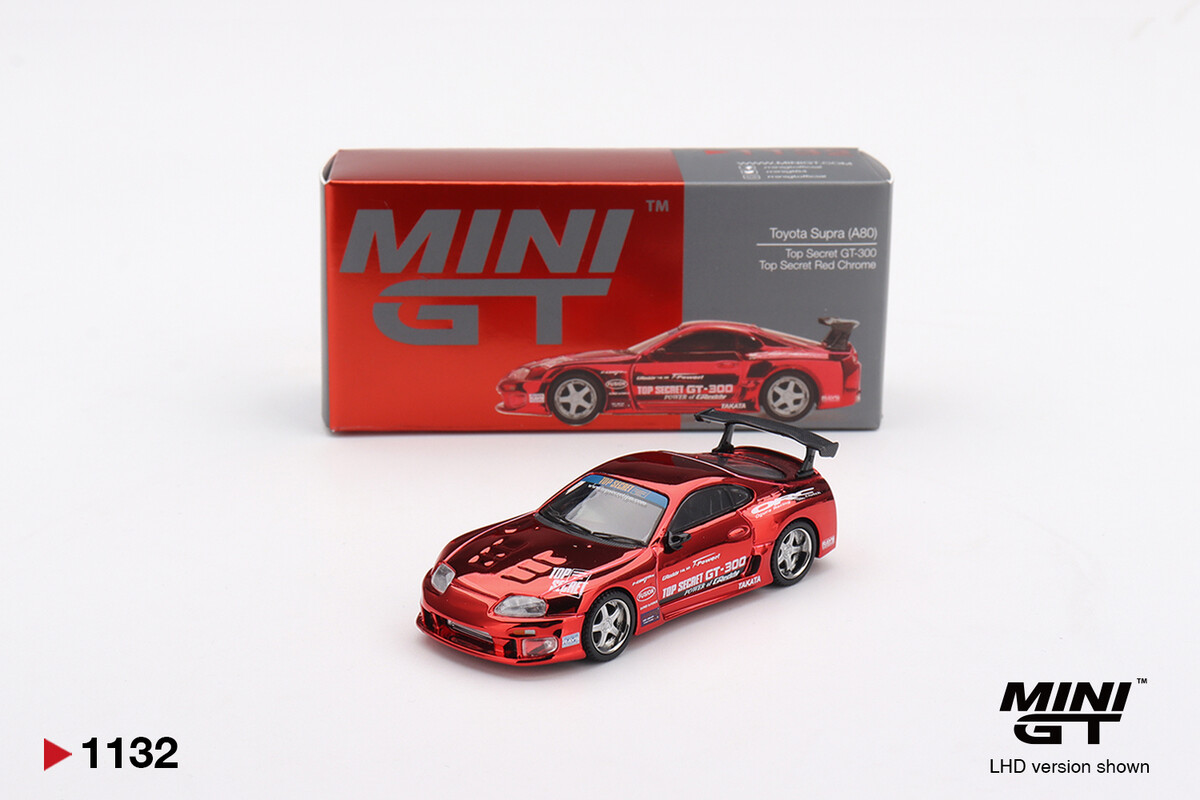 Mini GT - Mini GT 1/64 Toyota Supra (A80) Top Secret GT-300 Top Secret Red Chrome MGT01132