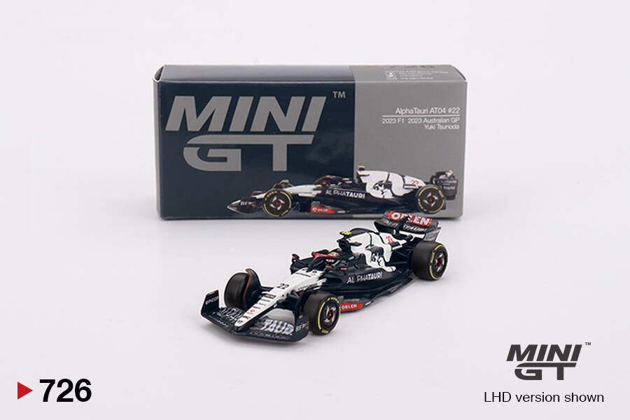 (ÖN SATIŞ) Mini GT 1/64 AlphaTauri AT04 #22 Yuki Tsunoda 2023 F1 2023 Australian GP MGT00726