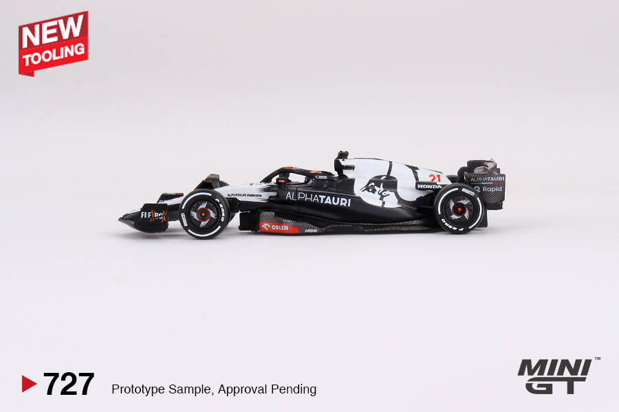 (ÖN SATIŞ) Mini GT 1/64 AlphaTauri AT04 Nyck de Vries 2023 F1 2023 Australian GP MGT00727