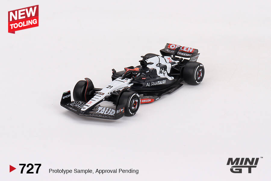 (ÖN SATIŞ) Mini GT 1/64 AlphaTauri AT04 Nyck de Vries 2023 F1 2023 Australian GP MGT00727