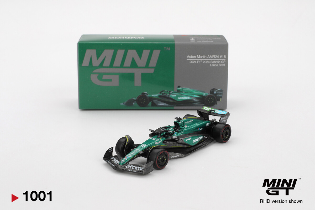 Mini GT 1/64 Aston Martin AMR24 Lance Stroll 2024 F1 2024 Bahrain GP MGT01001 - Thumbnail