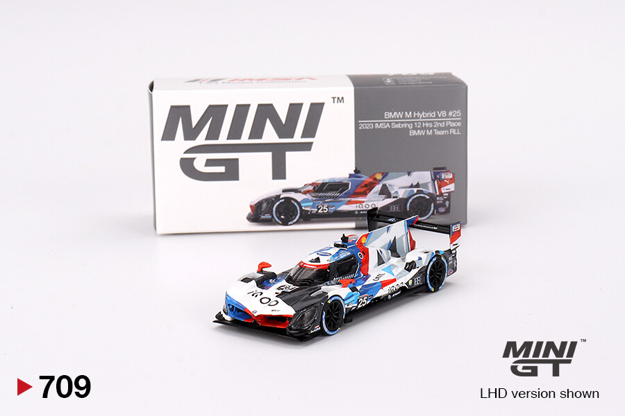 Mini GT 1/64 BMW M Hybrid V8 #25 BMW M Team RLL 2023 IMSA Sebring 12 Hrs 2nd Place MGT00709 - Thumbnail