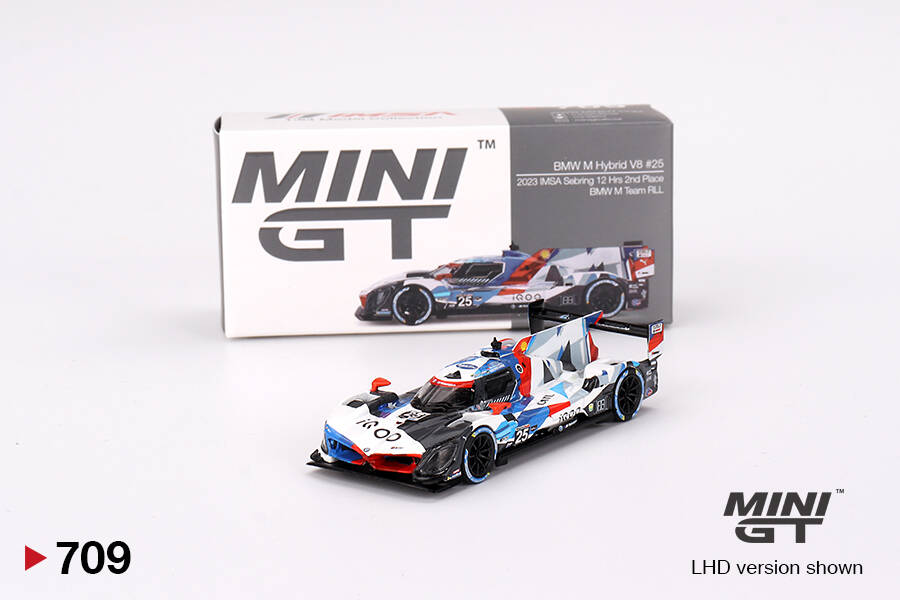 Mini GT 1/64 BMW M Hybrid V8 #25 BMW M Team RLL 2023 IMSA Sebring 12 Hrs 2nd Place MGT00709