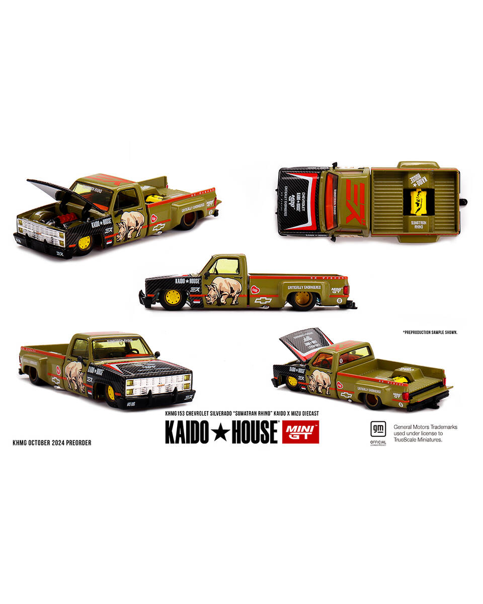 (ÖN SATIŞ) Mini GT 1/64 Chevrolet Silverado “Sumatran Rhino” KAIDO x MIZU Diecast KHMG153