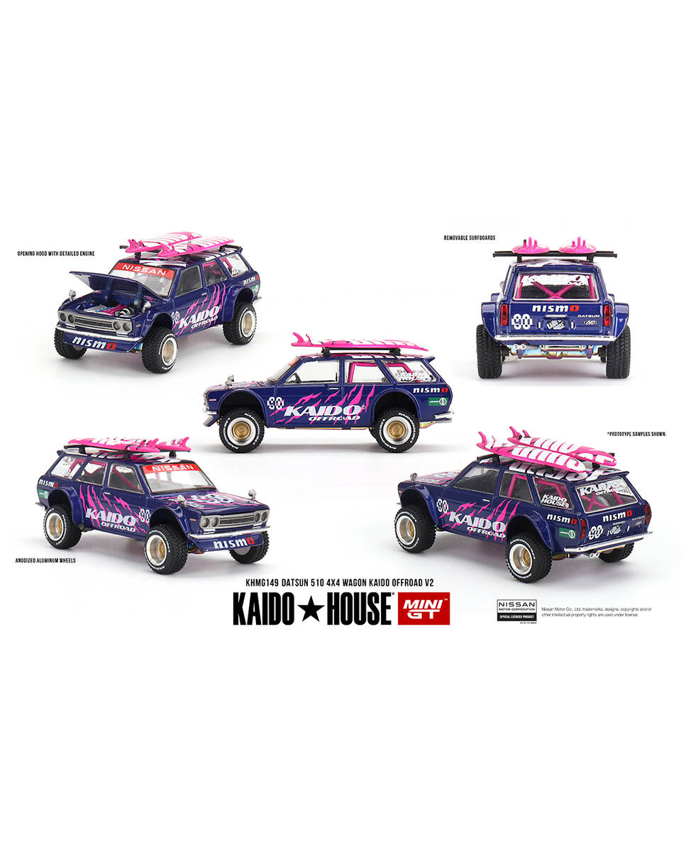 (ÖN SATIŞ) Mini GT 1/64 Datsun 510 4x4 Wagon Kaido Offroad V2 KHMG149