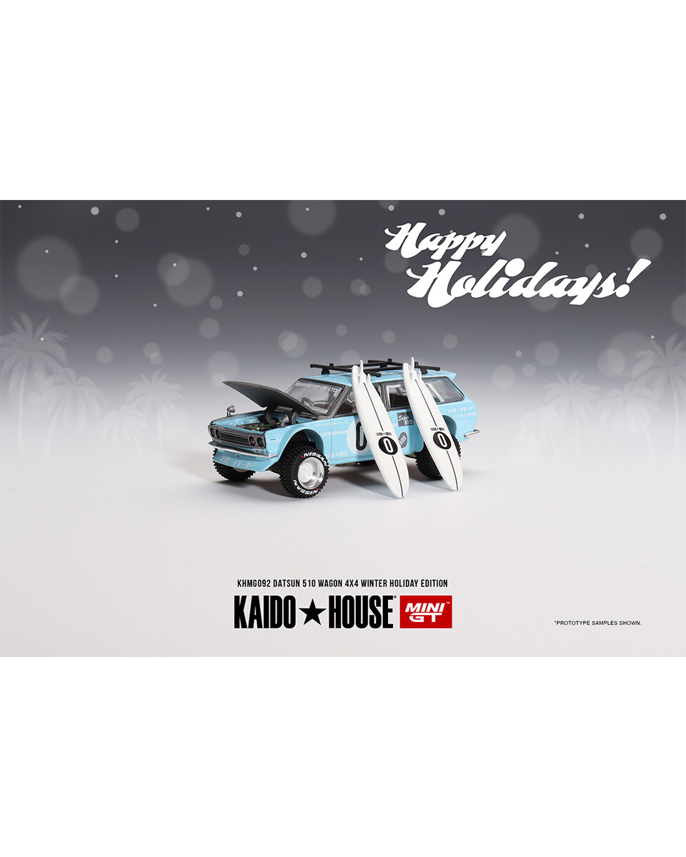 Mini GT 1/64 Datsun KAIDO 510 Wagon 4x4 Winter Holiday Edition KHMG092 - Thumbnail