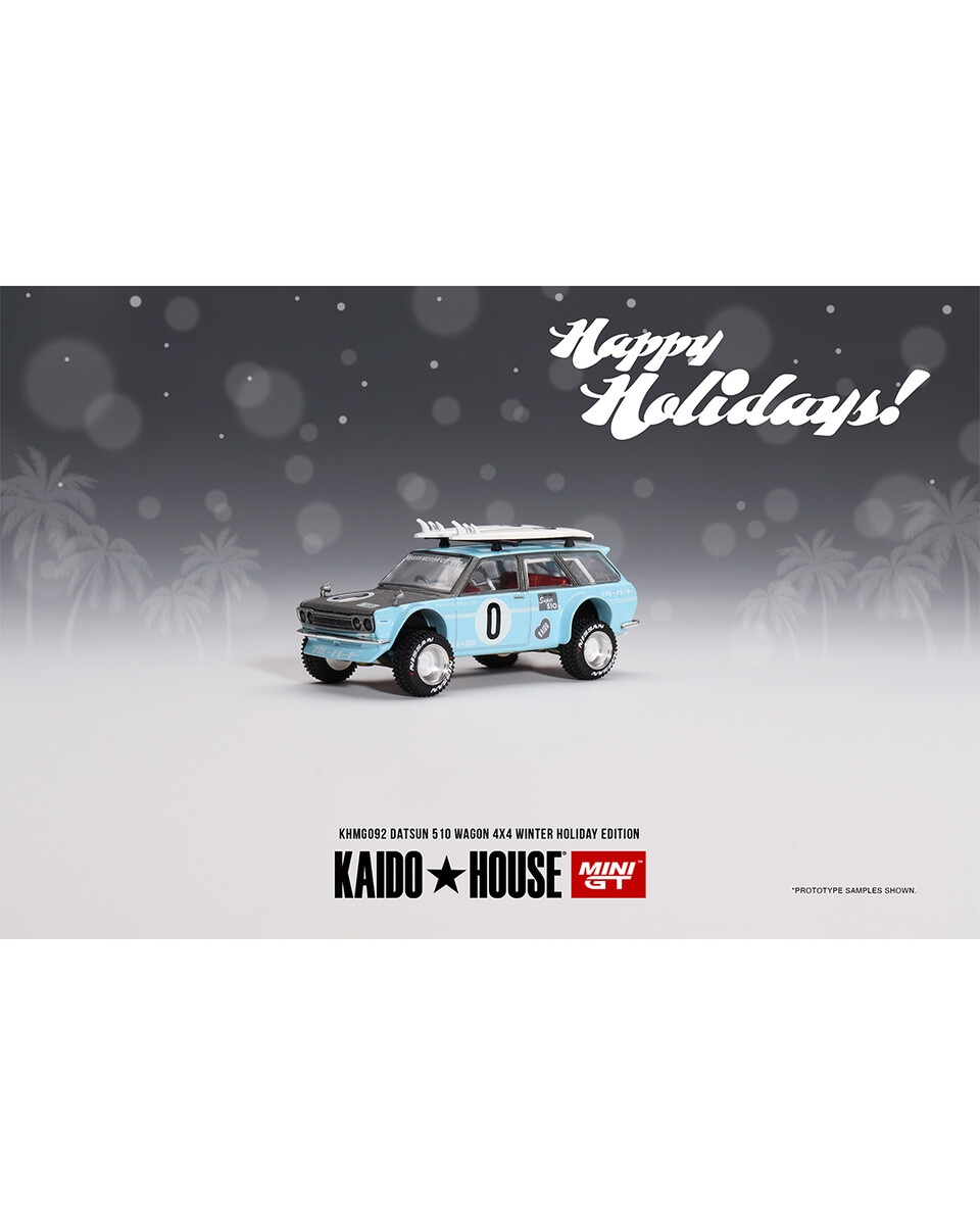 Mini GT 1/64 Datsun KAIDO 510 Wagon 4x4 Winter Holiday Edition KHMG092 - Thumbnail