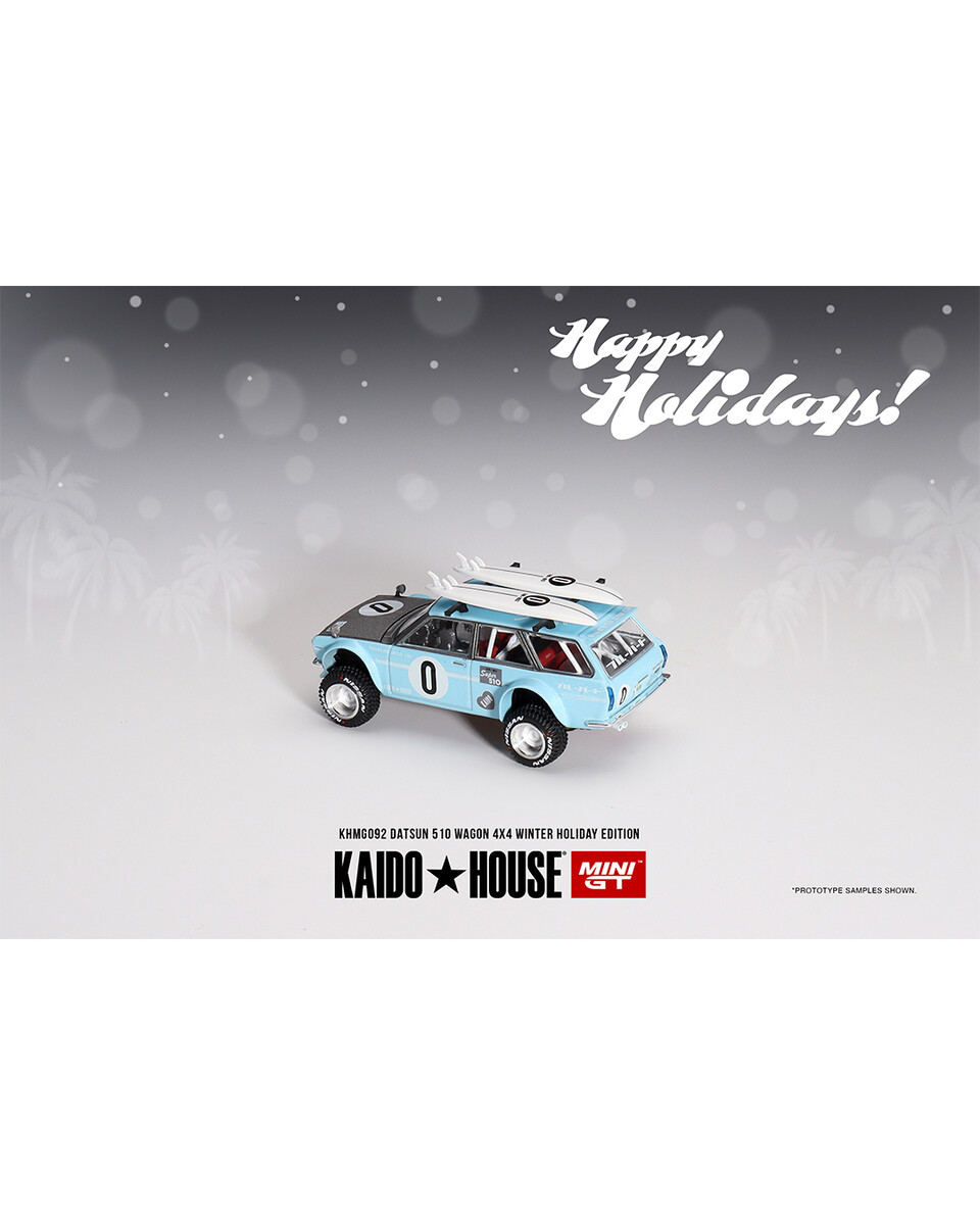 Mini GT 1/64 Datsun KAIDO 510 Wagon 4x4 Winter Holiday Edition KHMG092 - Thumbnail