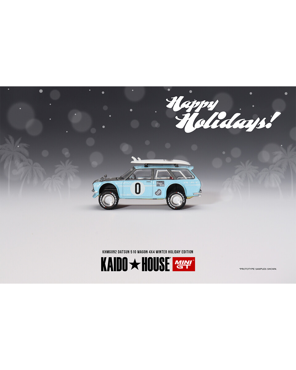 Mini GT 1/64 Datsun KAIDO 510 Wagon 4x4 Winter Holiday Edition KHMG092 - Thumbnail