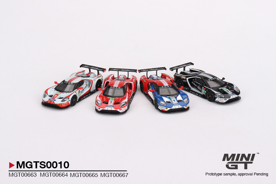 Mini GT 1/64 Ford GT LMGTE PRO 2019 24 Hrs of Le Mans Ford Chip Ganassi Team 4 Cars Set - Limited Edition 3000 MGTS0010 - Thumbnail