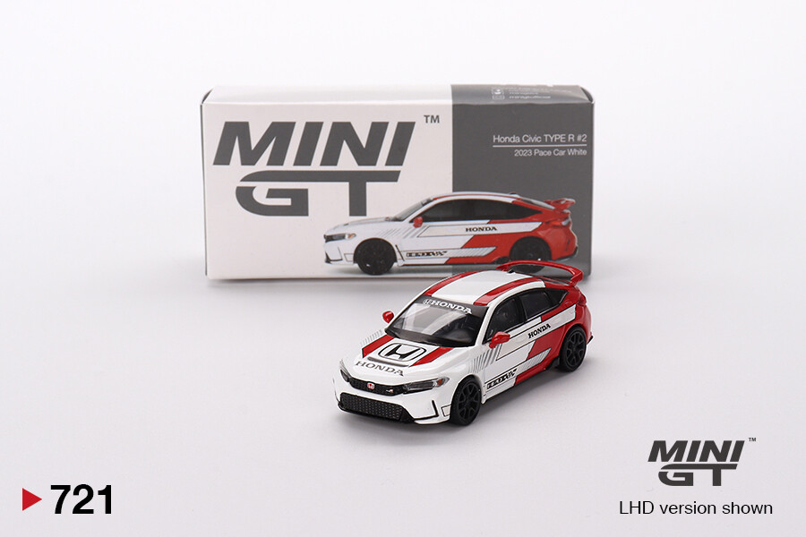 Mini GT 1/64 Honda Civic Type R #2 2023 Pace Car White MGT00721 - Thumbnail
