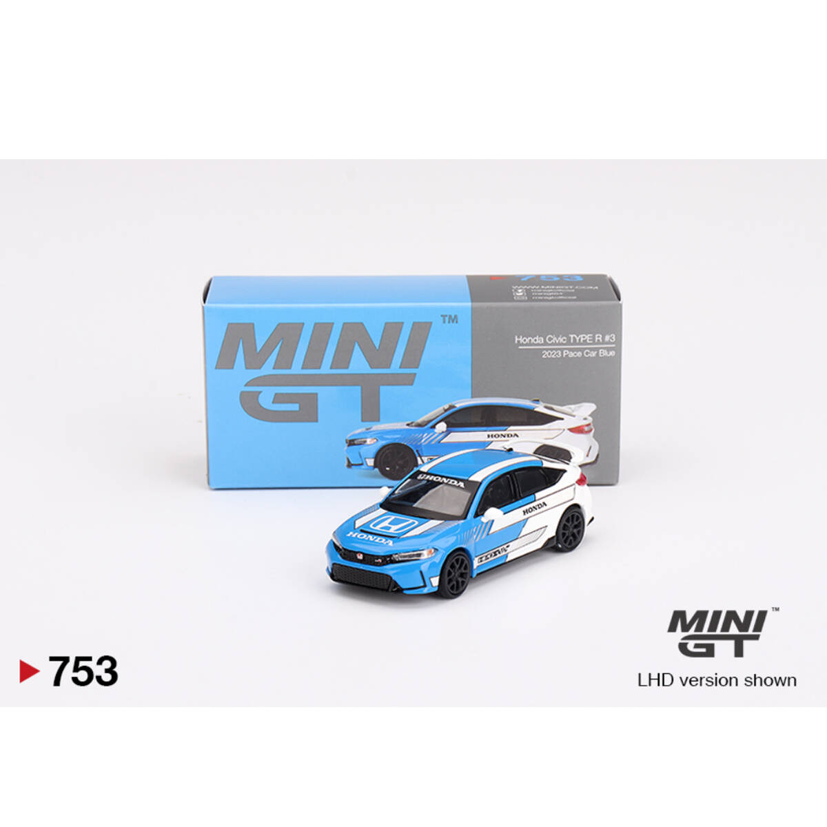 Mini GT 1/64 Honda Civic Type R 2023 Pace Car Blue MGT00753