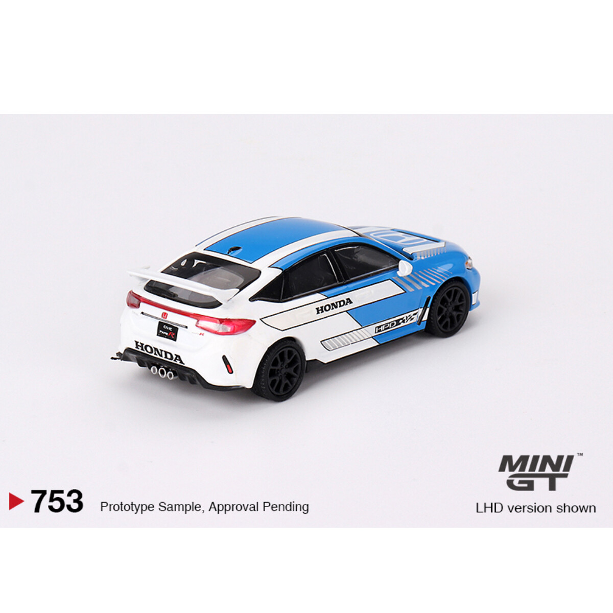 Mini GT 1/64 Honda Civic Type R 2023 Pace Car Blue MGT00753 - Thumbnail