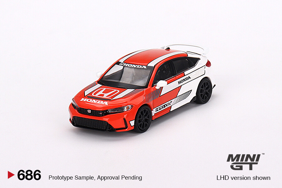 Mini GT 1/64 Honda Civic TYPE R 2023 Pace Car Red MGT00686 - Thumbnail