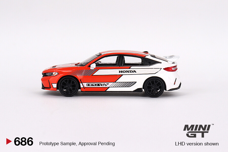 Mini GT 1/64 Honda Civic TYPE R 2023 Pace Car Red MGT00686 - Thumbnail