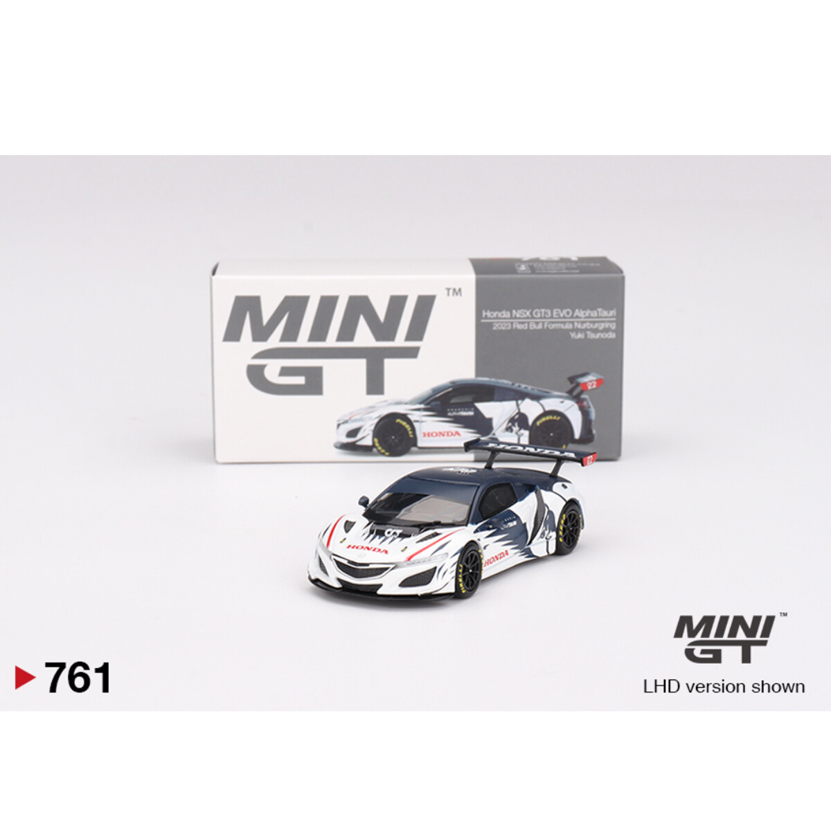 Mini GT 1/64 Honda NSX GT3 EVO AlphaTauri Yuki Tsunoda 2023 Red Bull Formula Nurburgring MGT00761 - Thumbnail