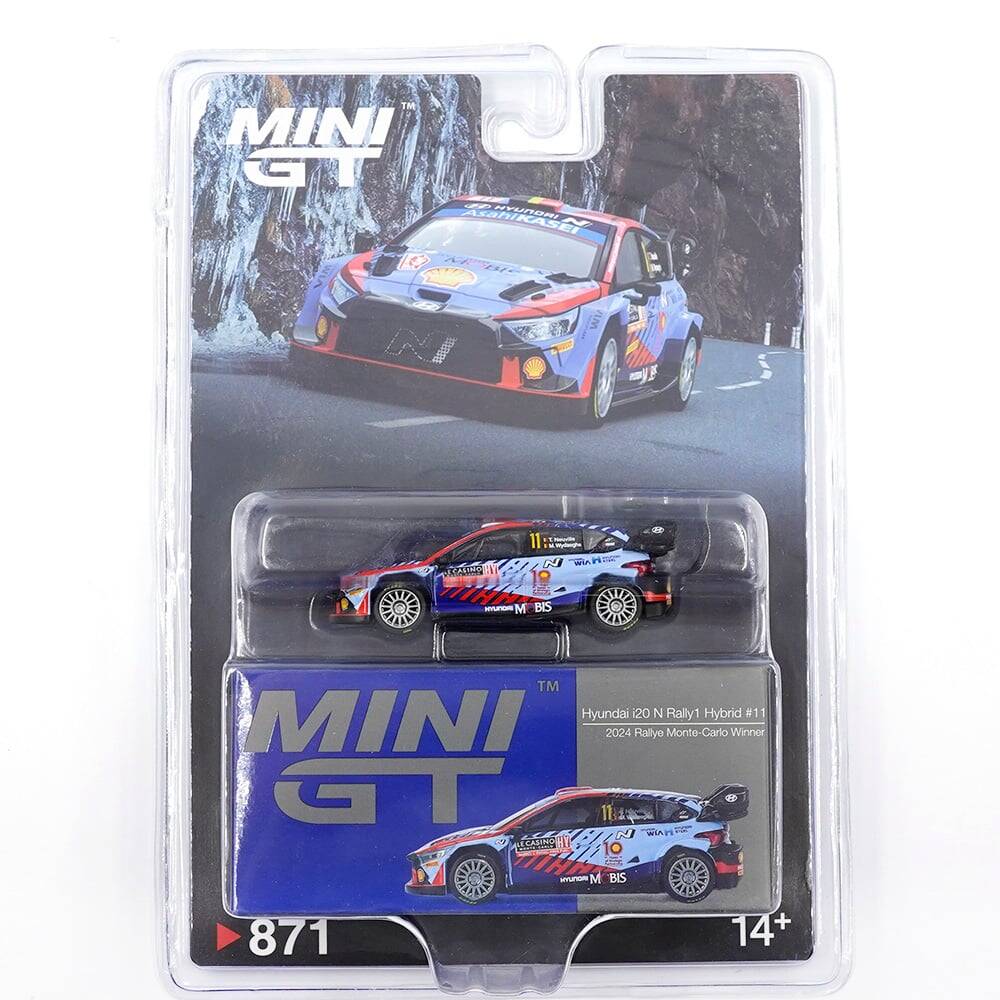 (ÖN SATIŞ) Mini GT 1/64 Hyundai i20 N Rally1 Hybrid 2024 Rallye Monte-Carlo Winner - Blister Paket MGT00871-BL
